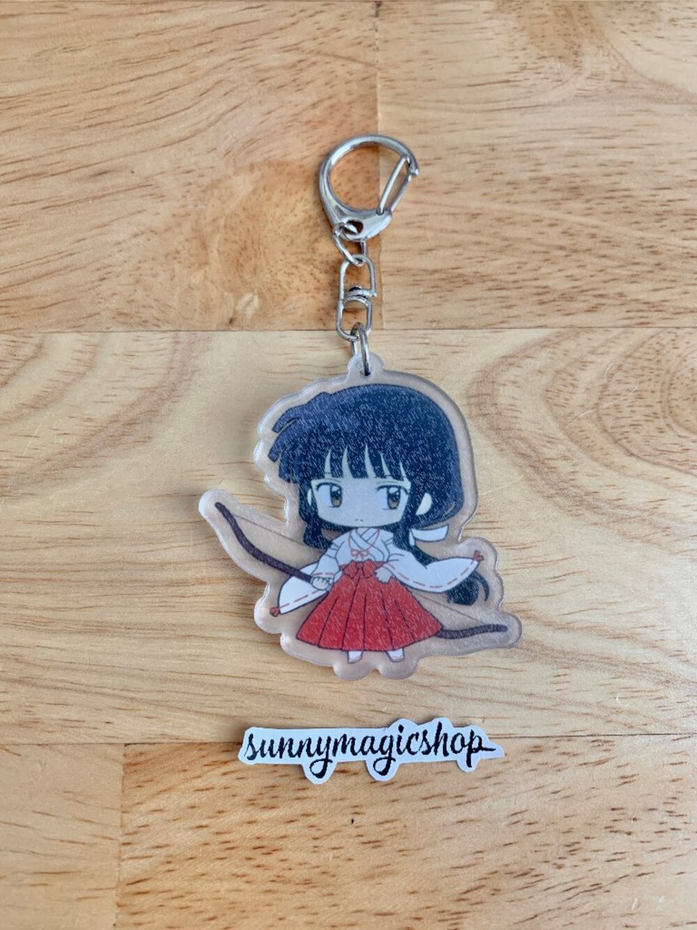 InuYasha Anime Acrylic Chibi Cute Keychain Kikyo Miko Priestess Black Hair